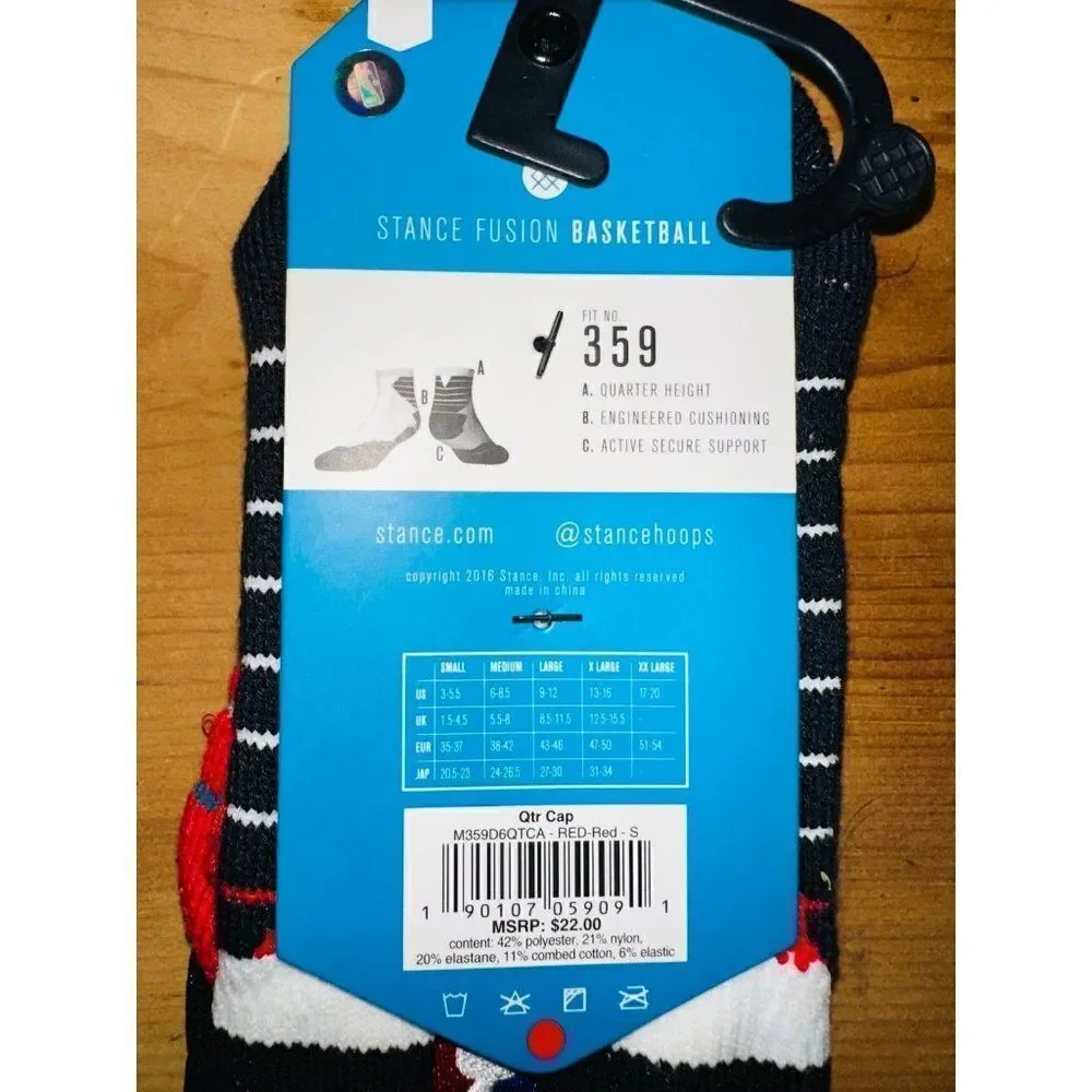 Stance Fusion Basketball Socks Red Quater cap 359‎ Small 3-5.5 New
